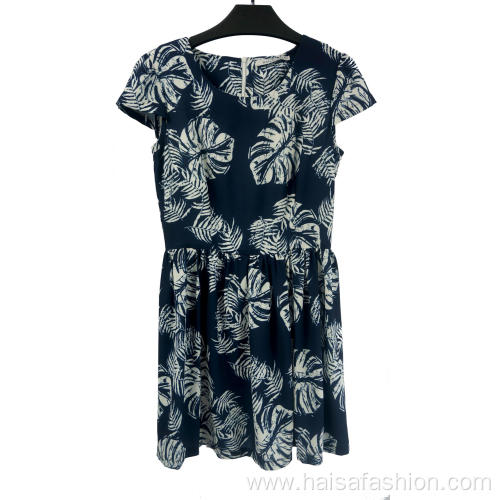 Women's Leaf Print Slim Dress